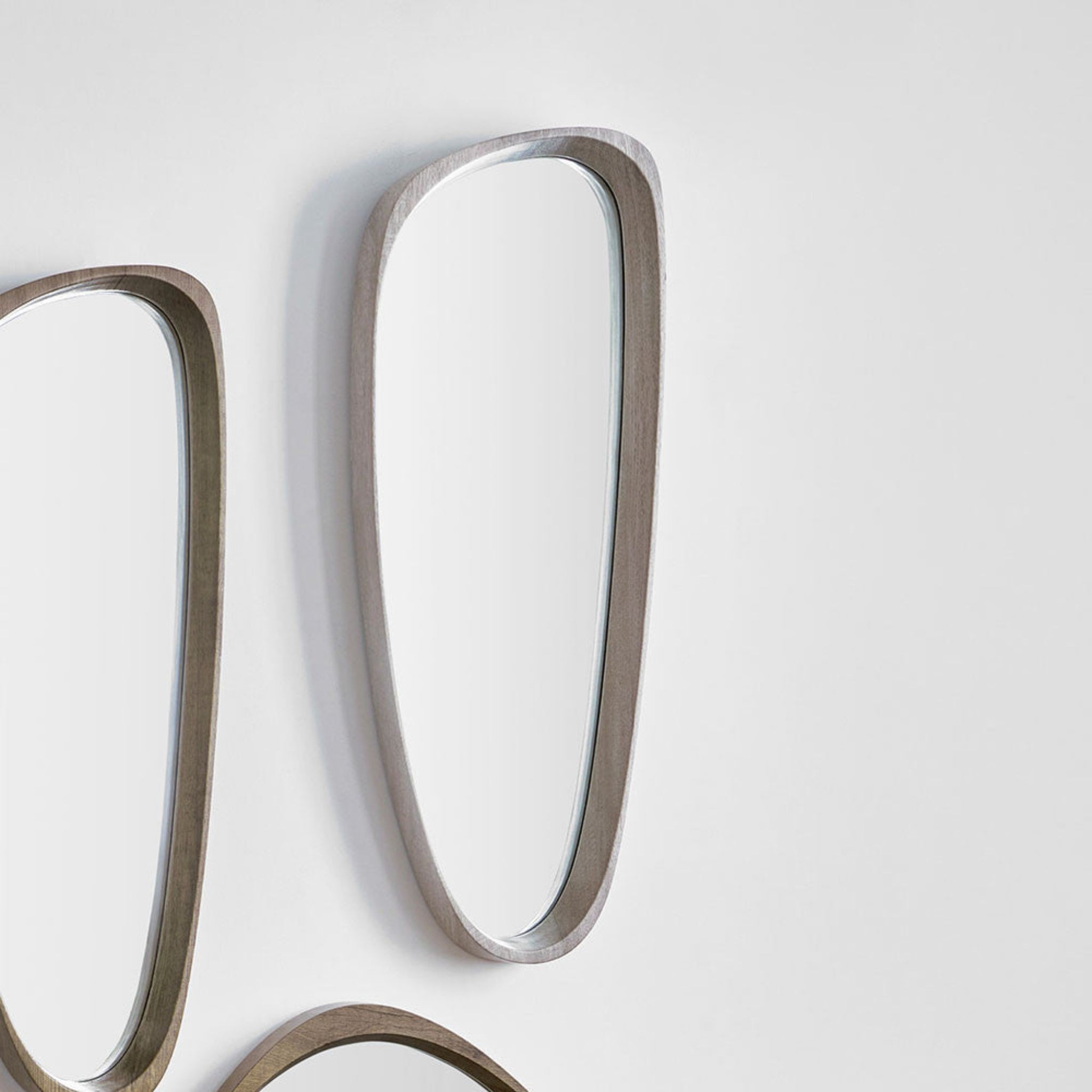 Grey Oak Wood Teardrop Shaped Wall Mirror 33x90Cm Sterling Home 2