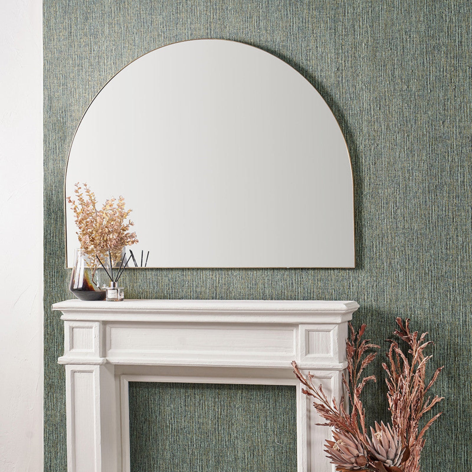 Brushed Gold Wide Arch Wall Mirror - Brushed Gold Wide Arch Wall Mirror 120x90CM Sterling Home 1