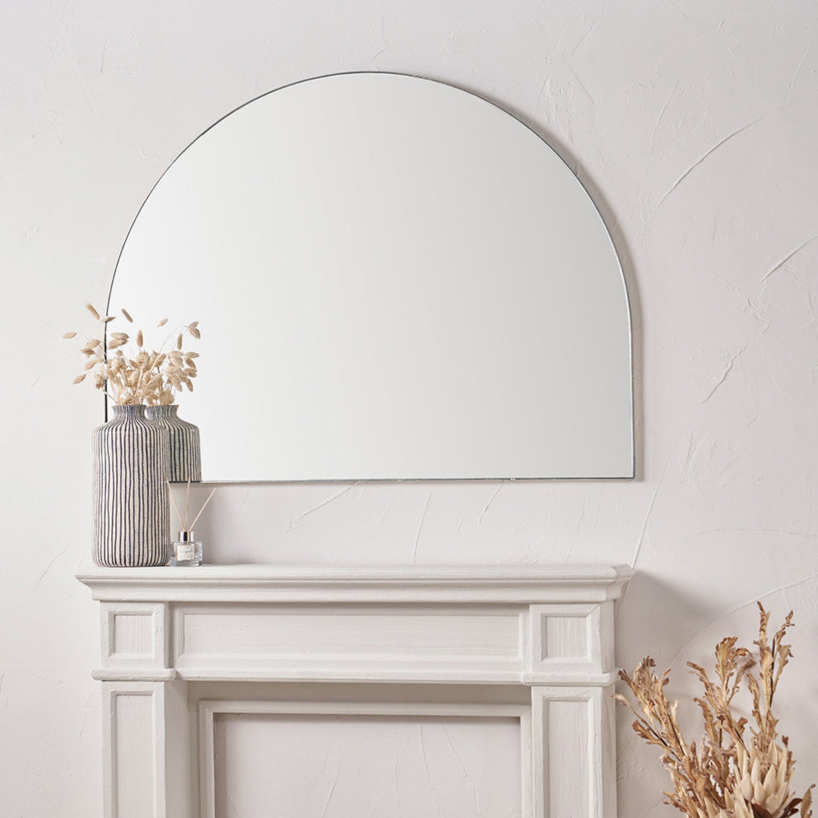 Brushed Silver Wide Arch Wall Mirror - Brushed Silver Wide Arch Wall Mirror 120x90CM Sterling Home 1