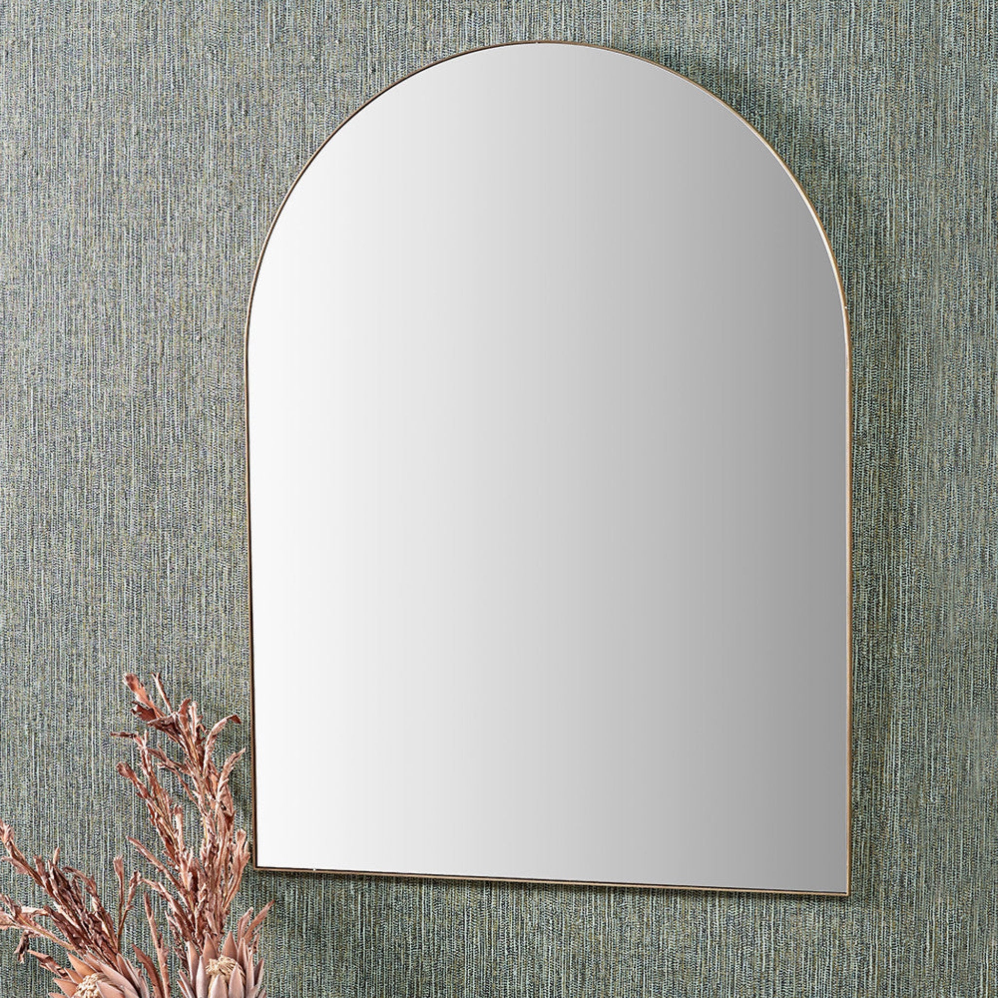 Brushed Gold Tall Arch Wall Mirror 90x120Cm - Brushed Gold Tall Arch Wall Mirror 90x120Cm Sterling Home 1