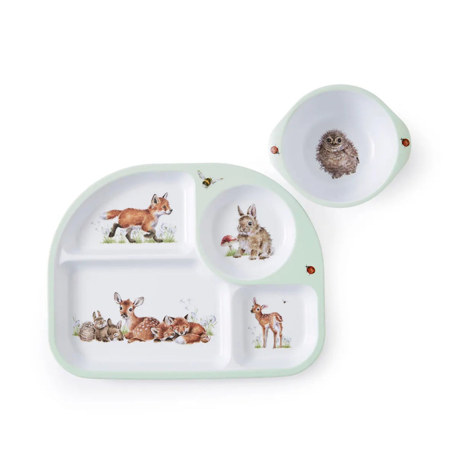 Little Wren Divided Plate And Bowl Set - LW Divided Plate Bowl 2pc Set Sterling Home 2