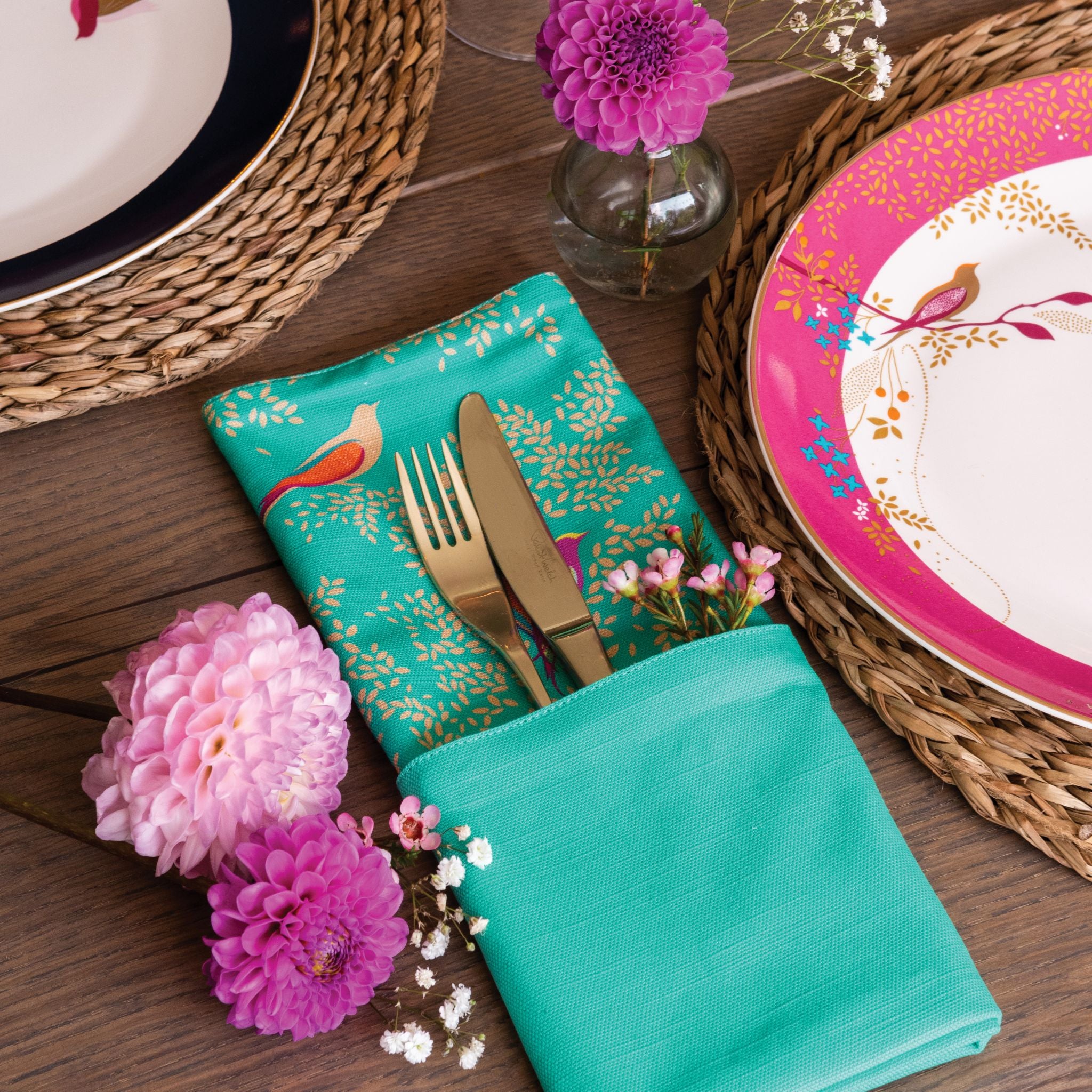 Sara Miller Chelsea Set Of 2 Green Napkins - SM Chelsea Napkins Green Set of 2 Sterling Home 3