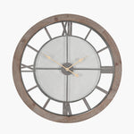 Natural Wood Black Mesh Round Wall Clock 80Cm Sterling Home 1