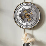 Antique Gold Wood Mirror Working Cog Round Wall Clock Sterling Home 1