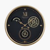 Black and Champagne Metal Cogs Wall Clock