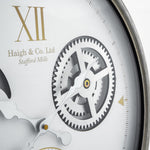 White and Silver Metal Cogs Wall Clock Sterling Home 3