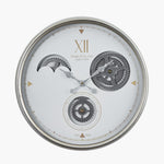 White and Silver Metal Cogs Wall Clock Sterling Home 1