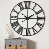 Black Metal Clock Large 120cm