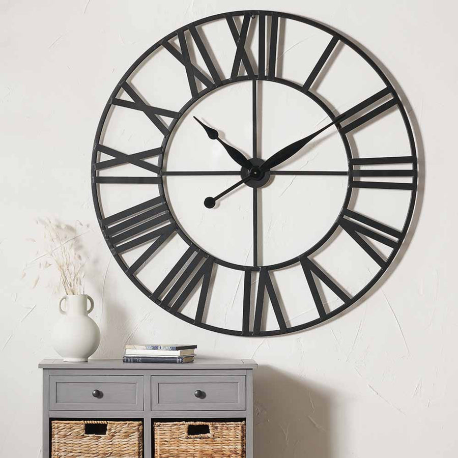 Black Metal Clock Large 120cm - Black Metal Clock Large 120cm Sterling Home 1