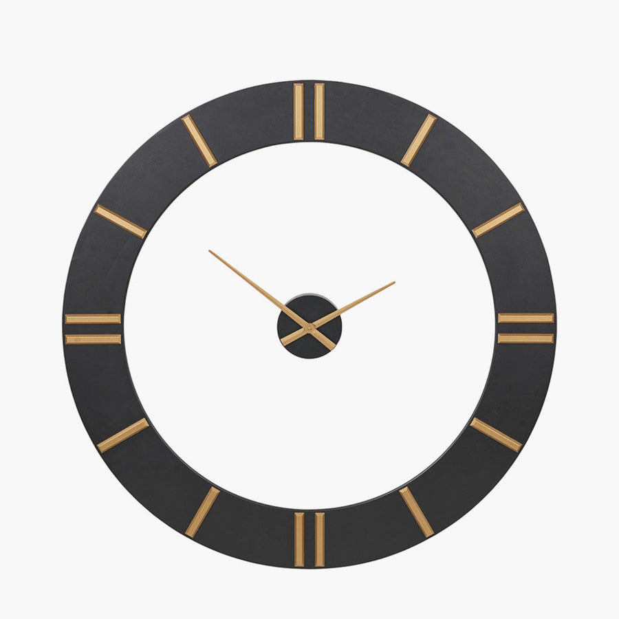 Black and Gold 2 Piece Open Wall Clock 120Cm - Black and Gold 2 Piece Open Wall Clock 120Cm Sterling Home 2