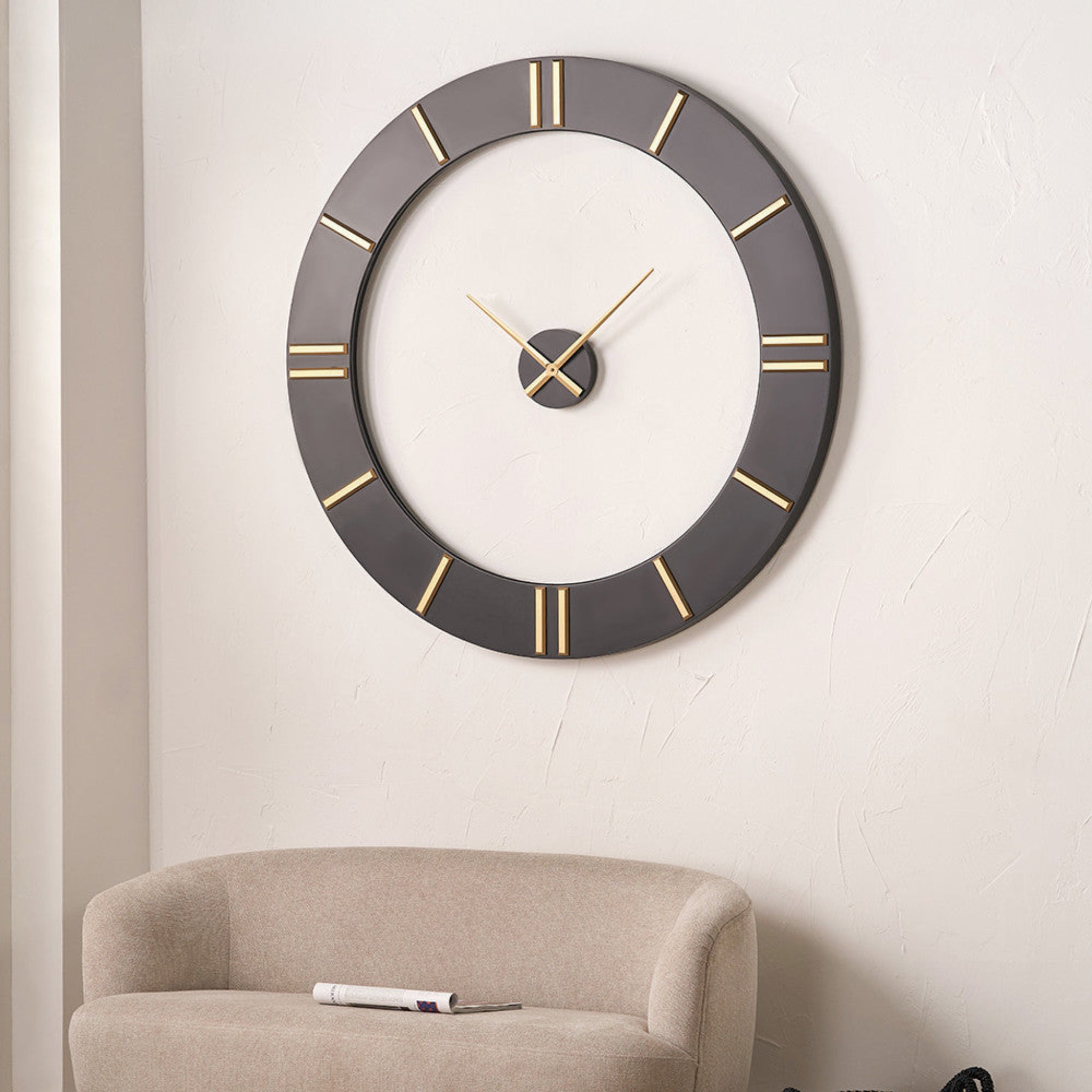 Black and Gold 2 Piece Open Wall Clock 120Cm - Black and Gold 2 Piece Open Wall Clock 120Cm Sterling Home 1