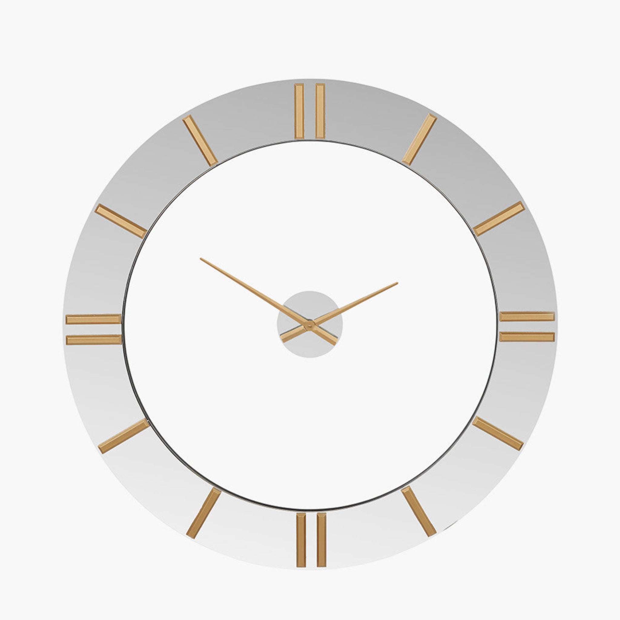 Mirror and Gold 2 Piece Open Wall Clock 120Cm Sterling Home 2