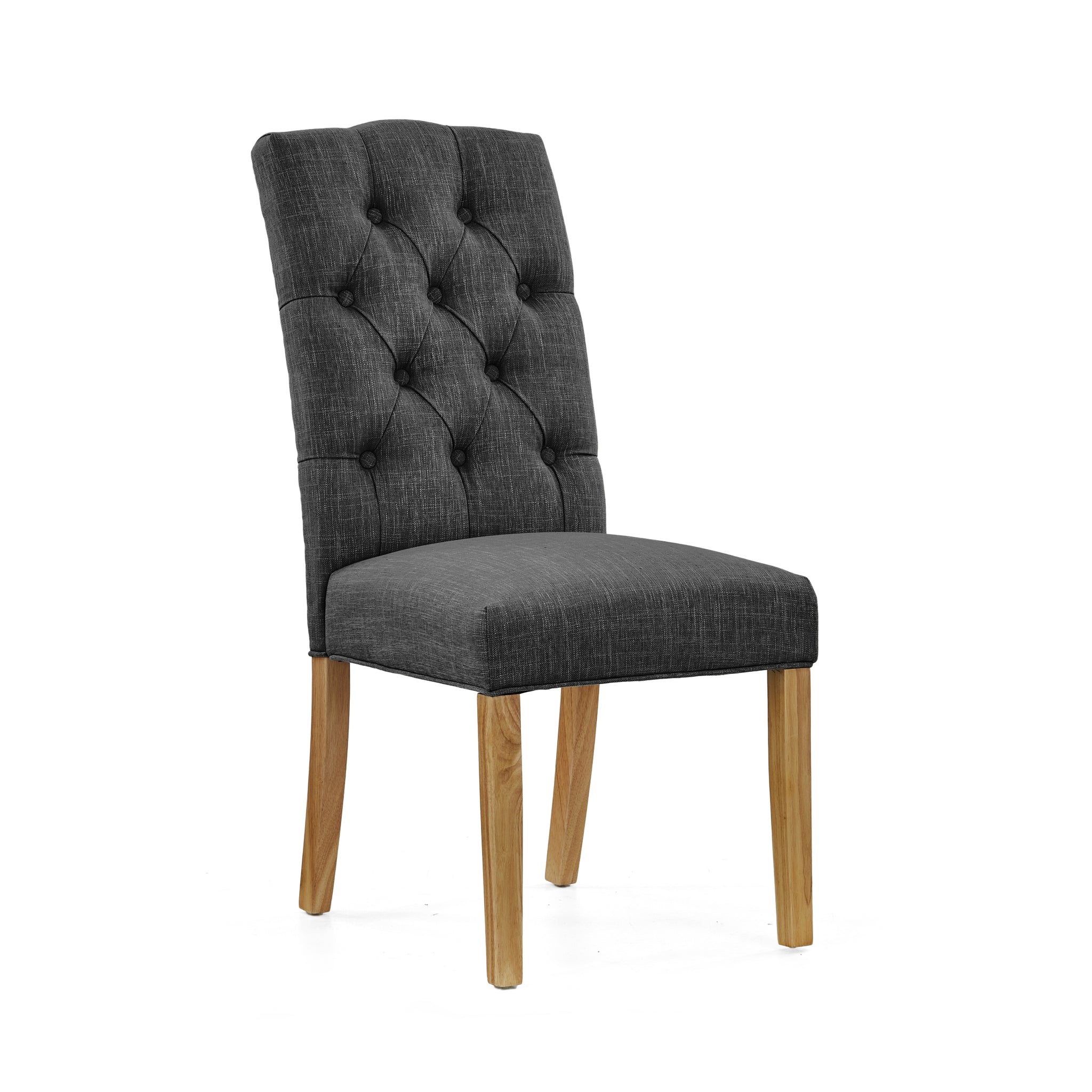 Navarre Pair of Charcoal Buttonback Dining Chairs - Button Back Dining Chair - Pair Charcoal Sterling Home 2