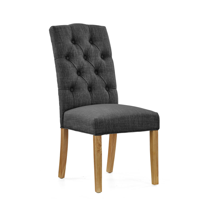 Navarre Pair of Charcoal Buttonback Dining Chairs - Button Back Dining Chair - Pair Charcoal Sterling Home 2