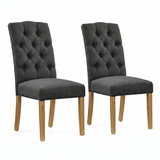 Navarre Pair of Charcoal Buttonback Dining Chairs