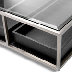 Eichholtz Roxton Coffee Table Brushed Steel Finish Clear Glass Black Veneer - Coffee Table Brushed Steel Finish Clear Glass Black Veneer Side Tables Sterling Home 7