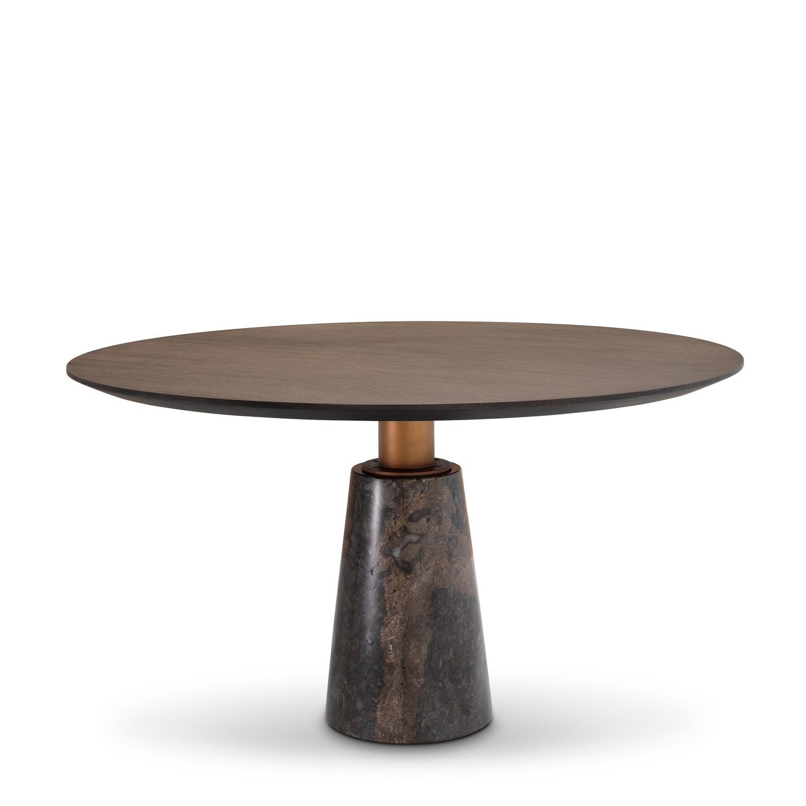 Eichholtz Genova Round Dining Table Grey Marble Mocha Straight Oak Veneer Brushed Brass Finish - Round Dining Table Grey Marble Mocha Straight Oak Veneer Brushed Brass Finish Dining Tables Sterling Home 8