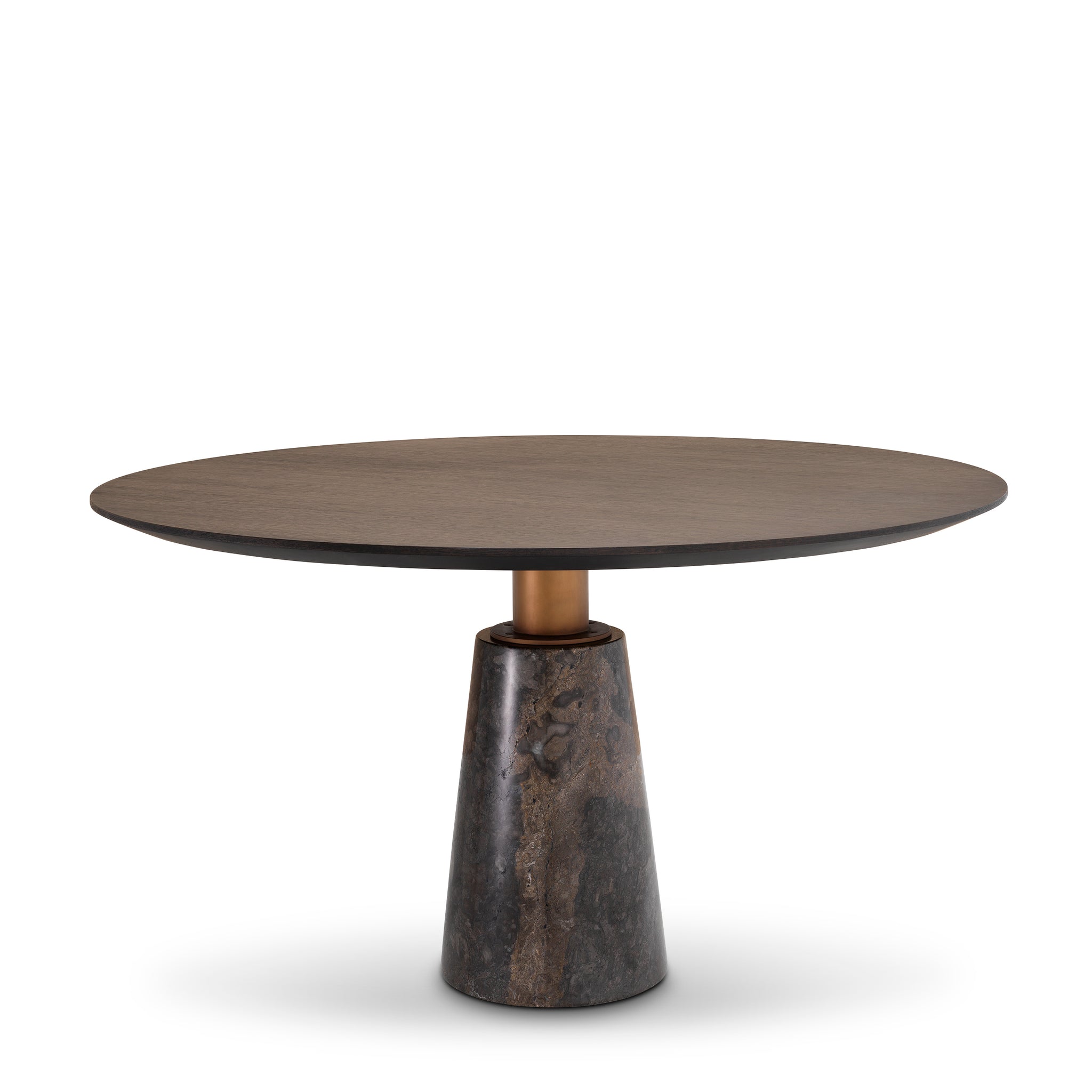 Eichholtz Genova Round Dining Table Grey Marble Mocha Straight Oak Veneer Brushed Brass Finish - Round Dining Table Grey Marble Mocha Straight Oak Veneer Brushed Brass Finish Dining Tables Sterling Home 8