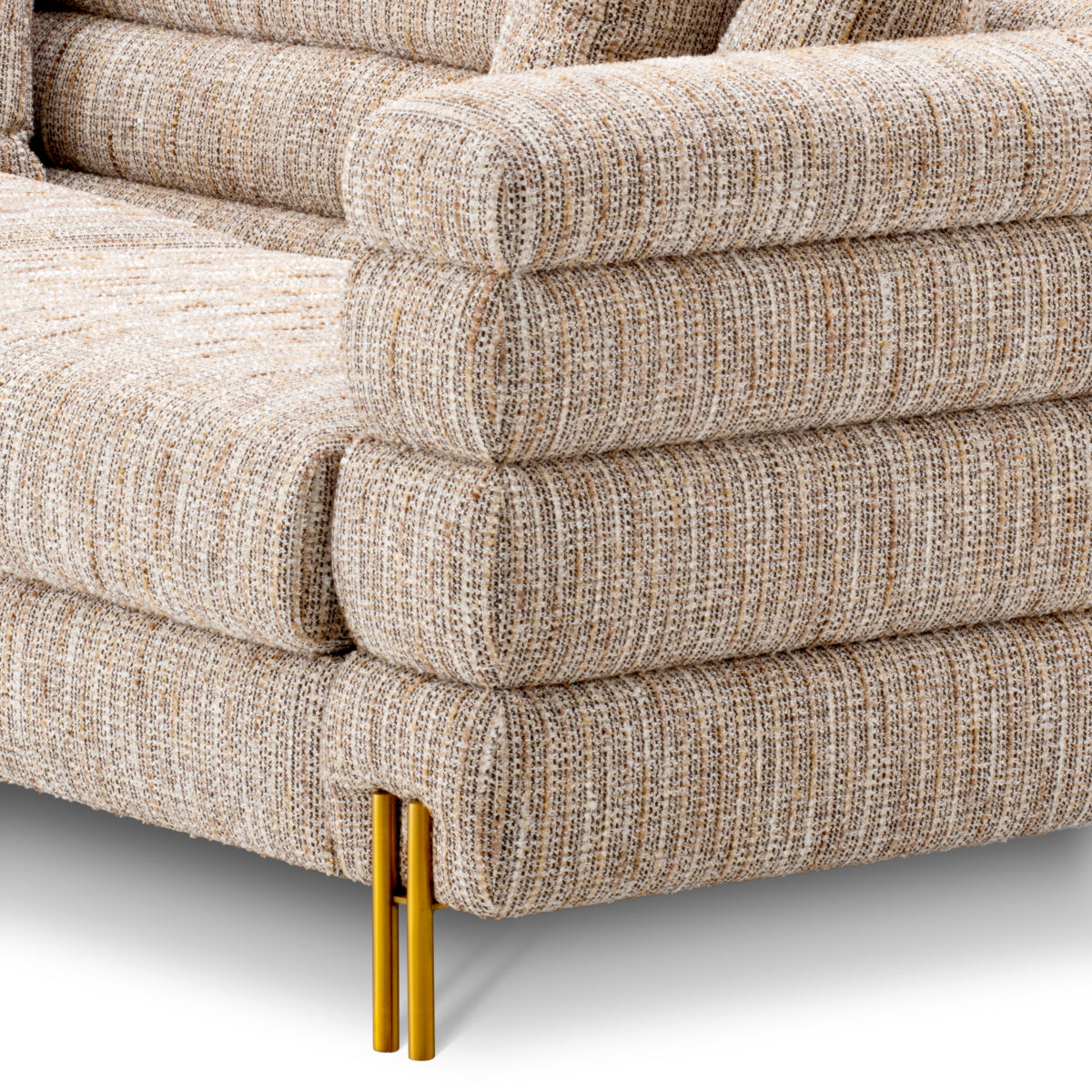 Eichholtz York 3 Seater Sofa Mademoiselle Beige Brushed Brass Legs - 3 Seater Sofa Mademoiselle Beige 3 Seater Sofas Sterling Home 7