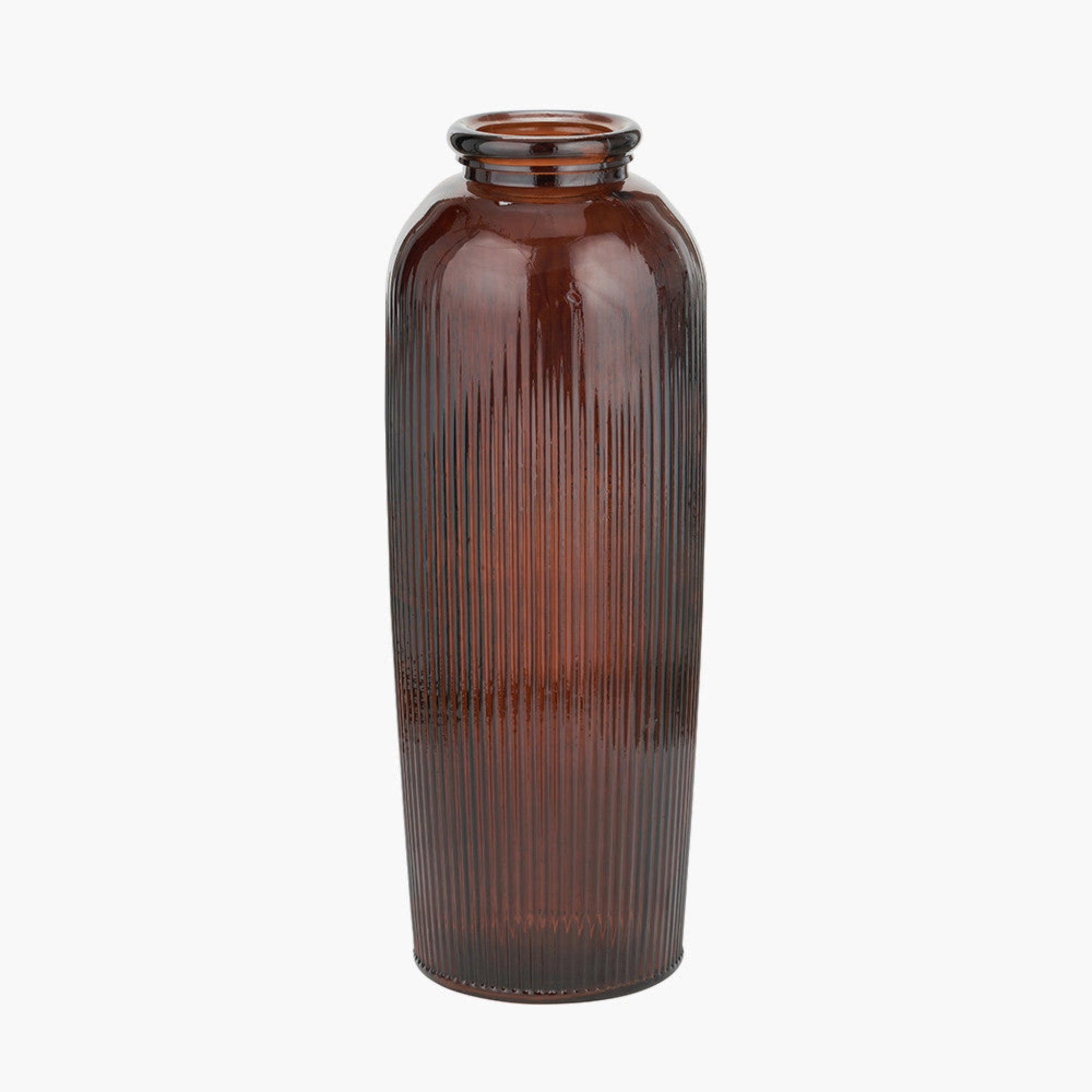 Pecan Brown Recycled Glass Ribbed Vase Tall 72Cm - Pecan Brown Recycled Glass Ribbed Vase Tall 72Cm Sterling Home 2