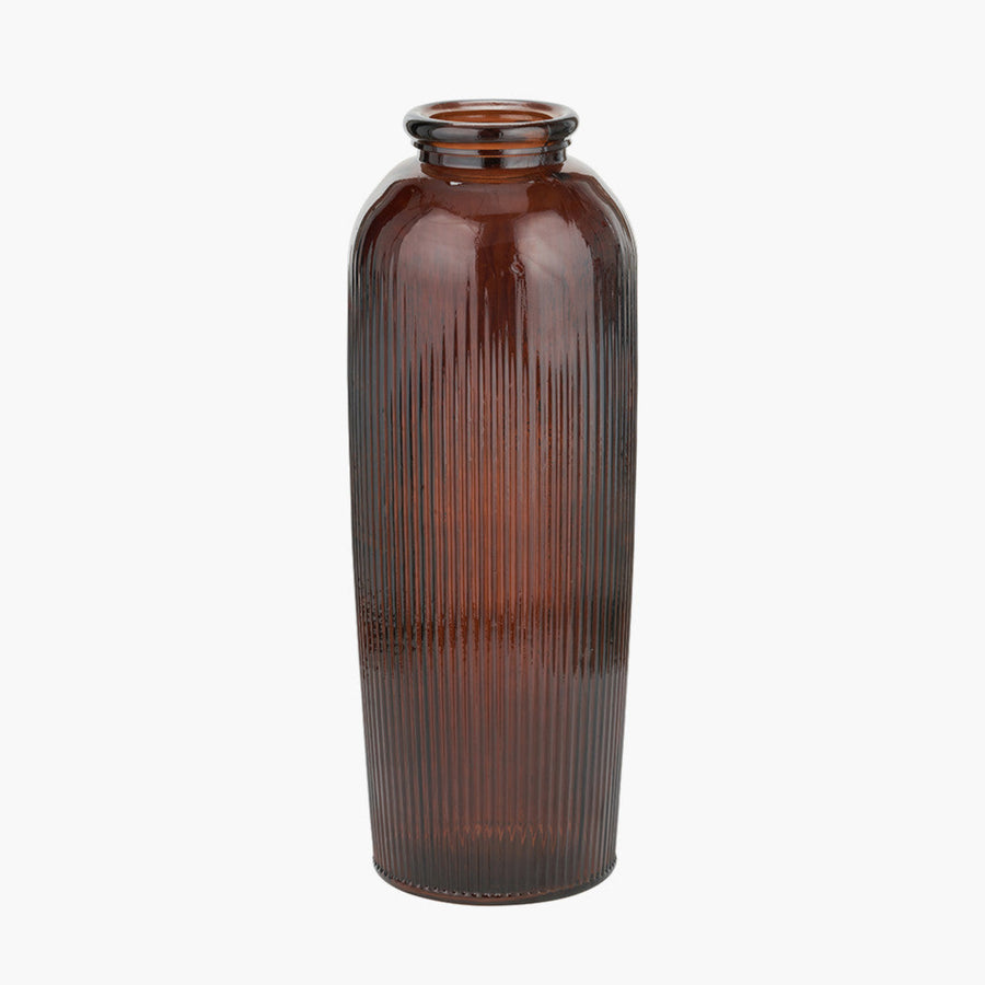 Pecan Brown Recycled Glass Ribbed Vase Tall 72Cm - Pecan Brown Recycled Glass Ribbed Vase Tall 72Cm Sterling Home 2
