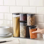 Joseph Joseph Set Of 5 Grey Storage Set - Podium 5-piece storage jar set with stand - Grey Sterling Home 1
