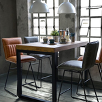 Akida Dining Chair - Dining Chair Grey Faux Leather / Black Powder Chairs Sterling Home 11