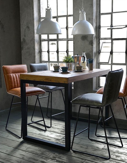 Akida Dining Chair - Dining Chair Grey Faux Leather / Black Powder Chairs Sterling Home 11