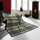 Herringbone Check Green Throw