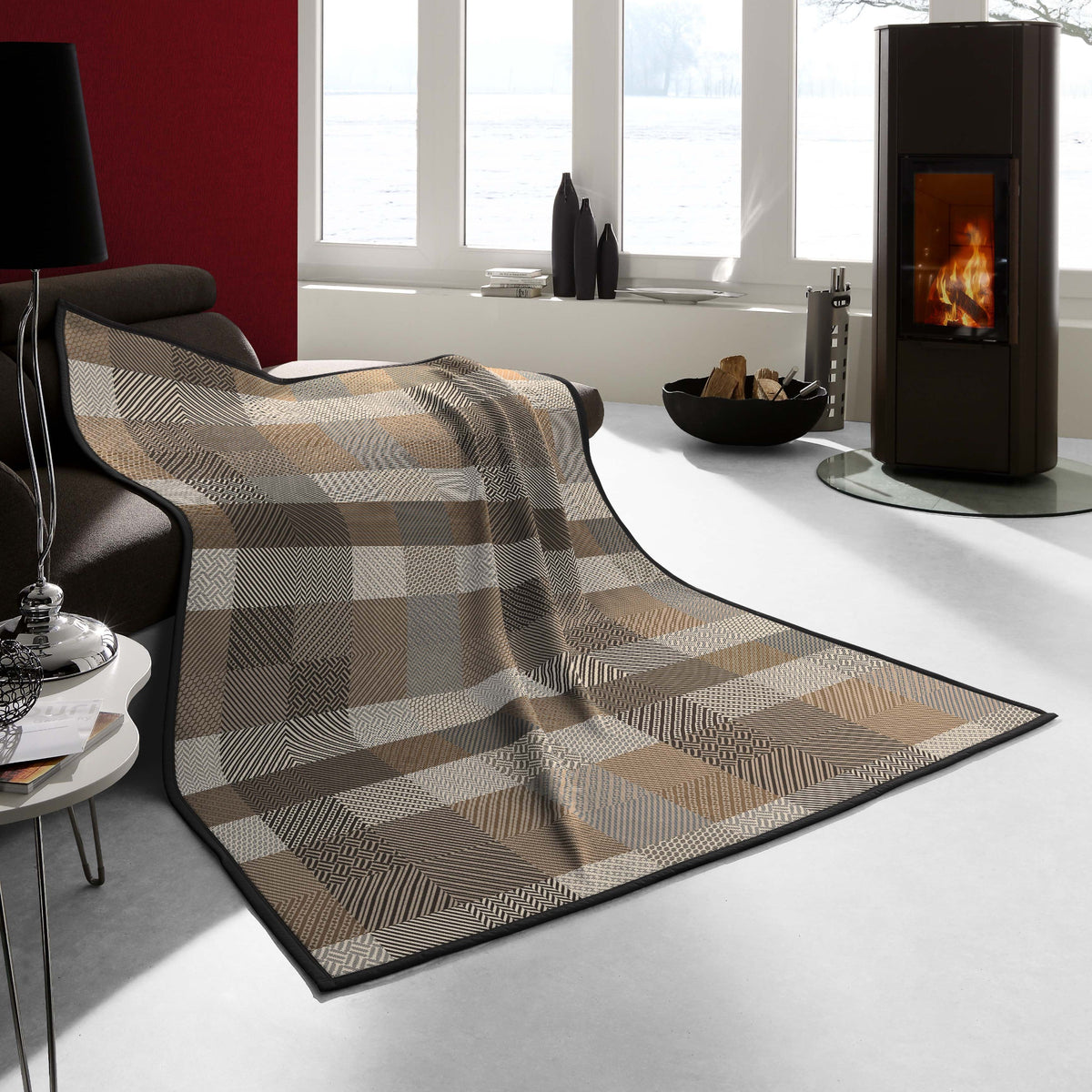 Herringbone Check Brown Throw - Herringbone Check Brown 140x180CM Sterling Home 1
