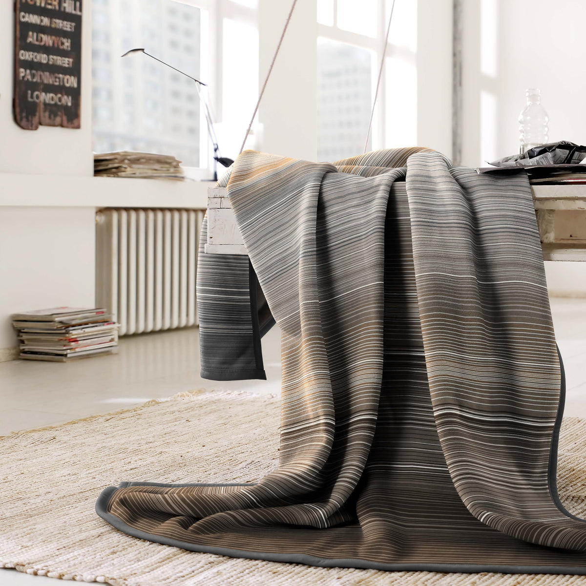 Barcode Stripe Brown Throw - Barcode Stripe Brown 140x180CM Sterling Home 1