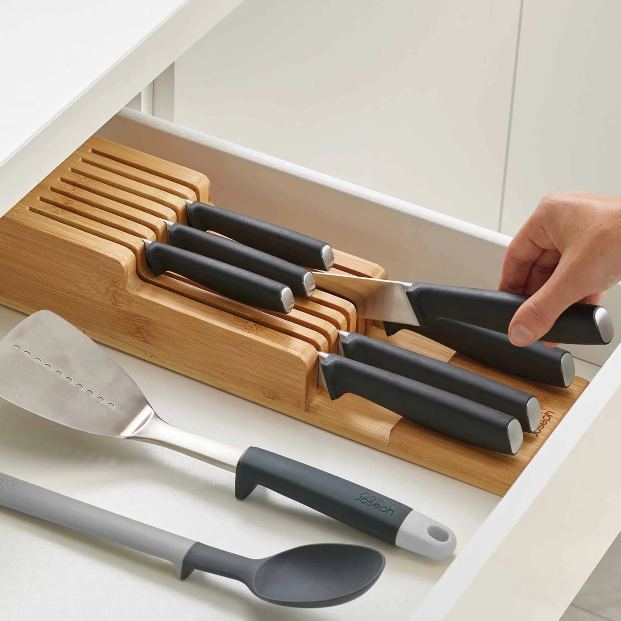 Joseph Joseph Brown Drawerstore 2 Tier Knife Organiser - DrawerStore Bamboo 2tier Knife Organiser Sterling Home 2