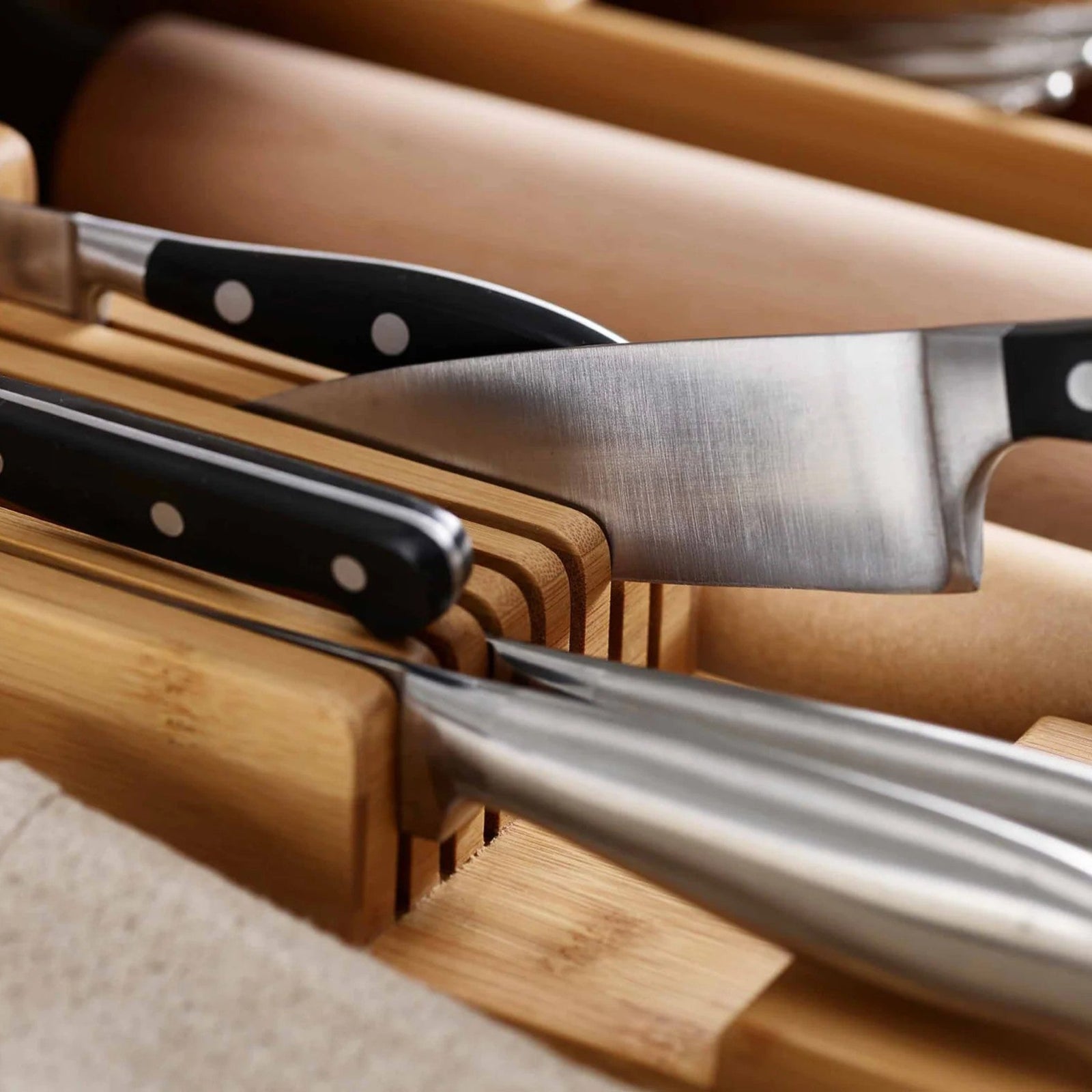 Joseph Joseph Brown Drawerstore 2 Tier Knife Organiser - DrawerStore Bamboo 2tier Knife Organiser Sterling Home 3