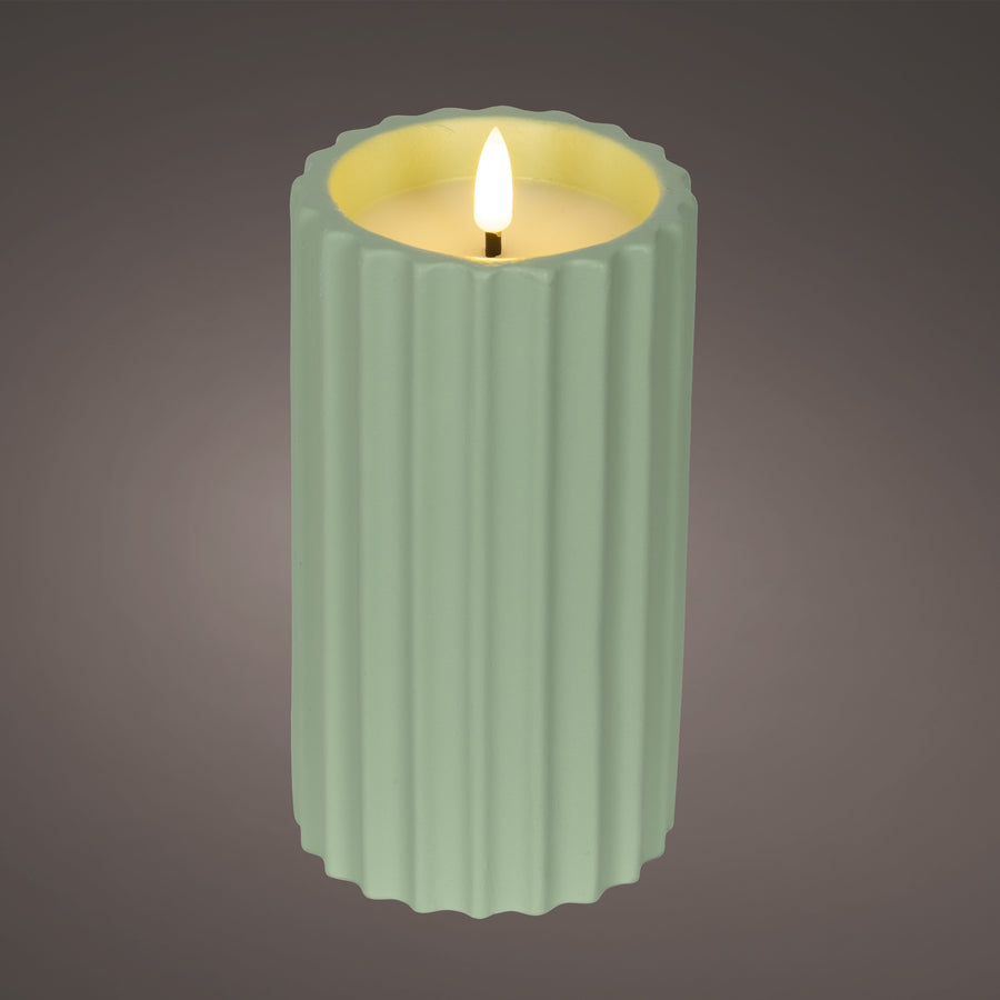 LED Flame Effect Candle Green Medium - LED Candle Flame Effect BO Outdoor Green 14CM Sterling Home 1