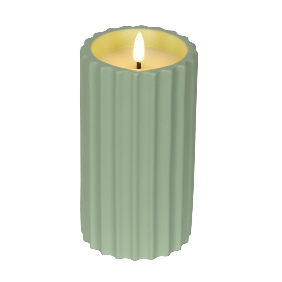 LED Flame Effect Candle Green Medium - LED Candle Flame Effect BO Outdoor Green 14CM Sterling Home 2