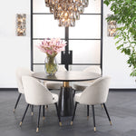 Eichholtz Genova Round Dining Table Grey Marble Mocha Straight Oak Veneer Brushed Brass Finish - Round Dining Table Grey Marble Mocha Straight Oak Veneer Brushed Brass Finish Dining Tables Sterling Home 2