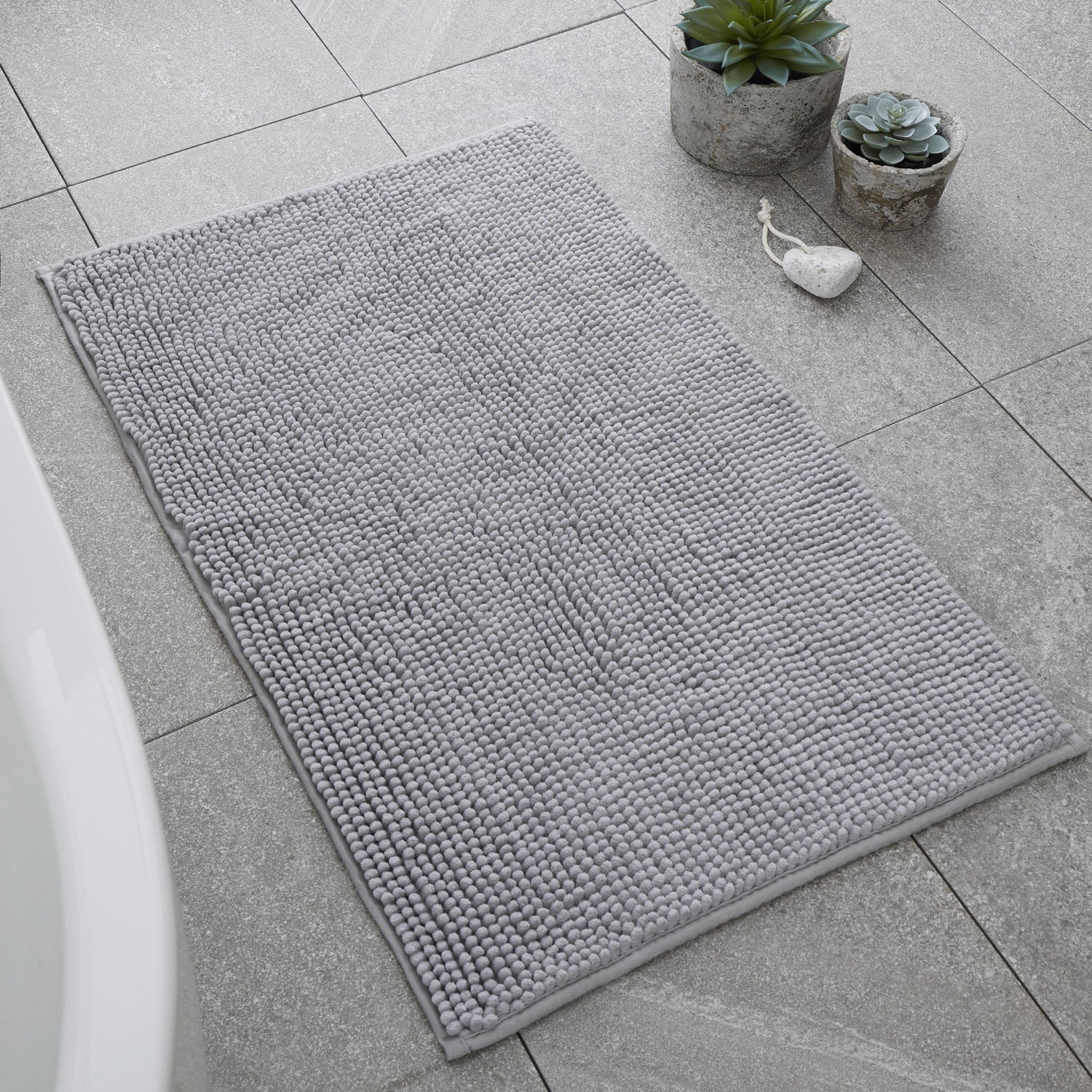 Catherine Lansfield Bobble Bathmat Silver - CL Bobble Bathmat Silver Accessories Sterling Home 1