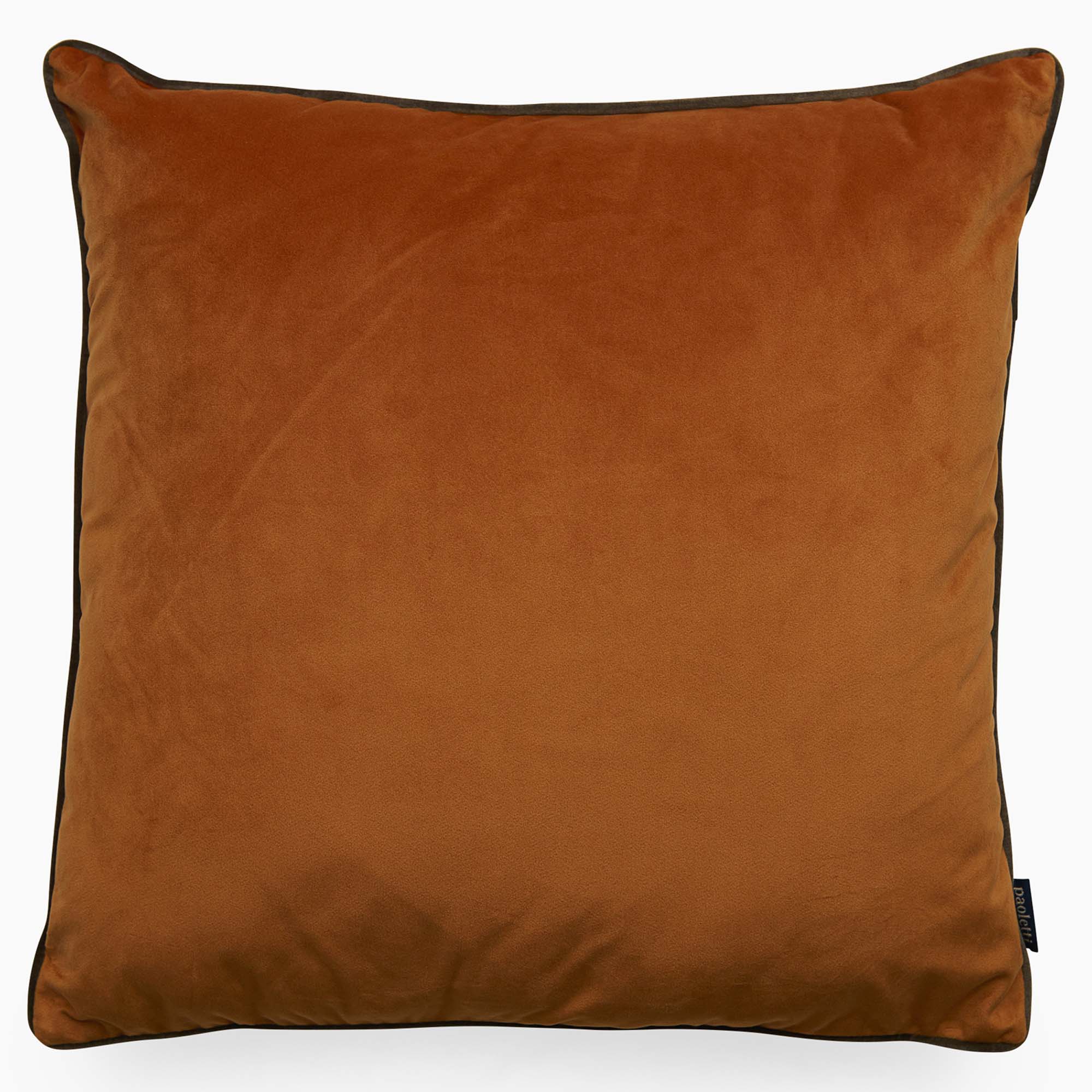 Meridian Velvet Orange And Brown Square Cushion - DISC Meridian Poly Filled 55X55 Cushion Pumpkin/Mocha Accessories Sterling Home 2