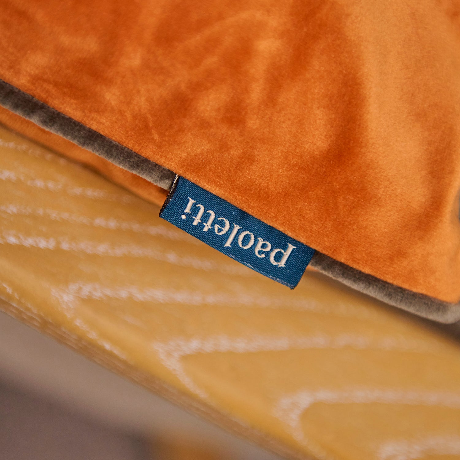 Meridian Velvet Orange And Brown Square Cushion - DISC Meridian Poly Filled 55X55 Cushion Pumpkin/Mocha Accessories Sterling Home 3