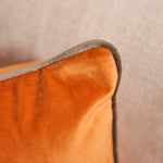 Meridian Velvet Orange And Brown Square Cushion - DISC Meridian Poly Filled 55X55 Cushion Pumpkin/Mocha Accessories Sterling Home 4