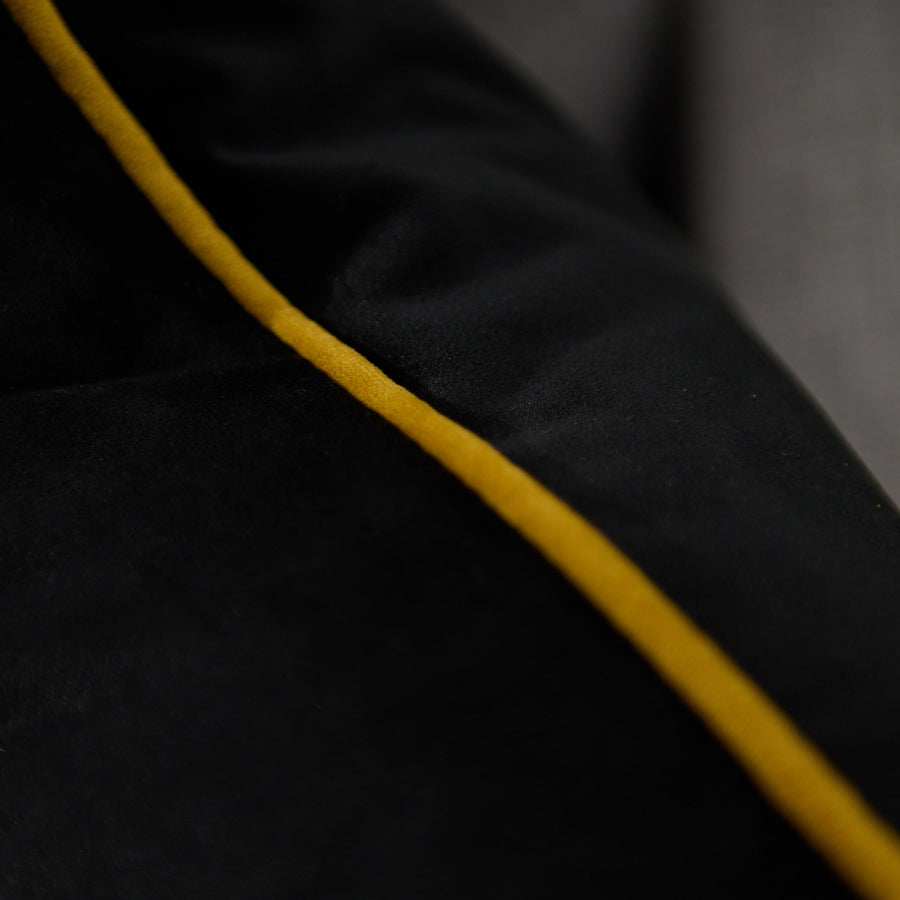 Meridian Velvet Black And Gold Square Cushion - DISC Meridian Velvet Piped Cushion 55X55 Blk/Gld Accessories Sterling Home 2