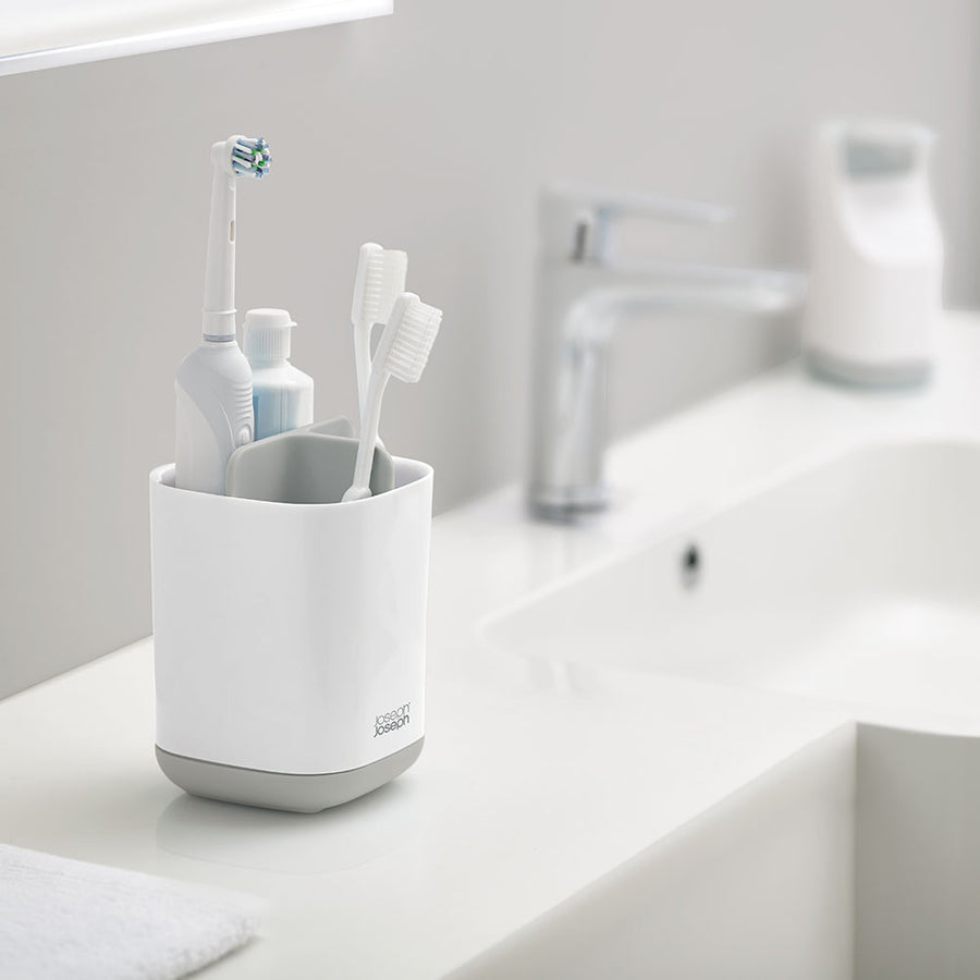 Joseph Joseph Bathroom Grey Toothbrush Caddy - Easy Store Toothbrush Caddy White&Grey Accessories Sterling Home 1