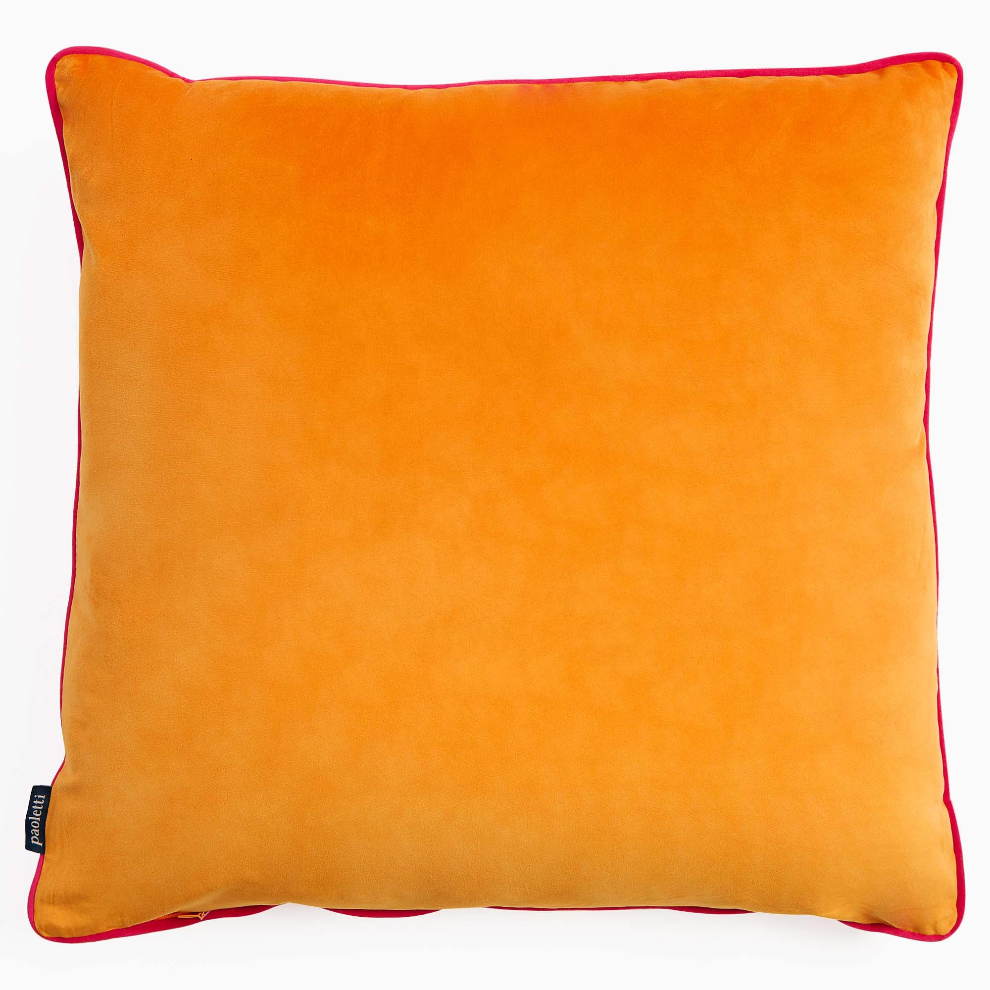 Meridian Velvet Orange And Pink Square Cushion - DISC Meridian Velvet Piped 55cmx55cm Cushion Clemtn/HotPink Accessories Sterling Home 2