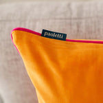 Meridian Velvet Orange And Pink Square Cushion - DISC Meridian Velvet Piped 55cmx55cm Cushion Clemtn/HotPink Accessories Sterling Home 3