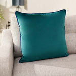 Meridian Velvet Teal And Dark Blue Square Cushion - DISC Meridian Velvet Piped 55CM x55CM Cushion Teal/Navy Accessories Sterling Home 1