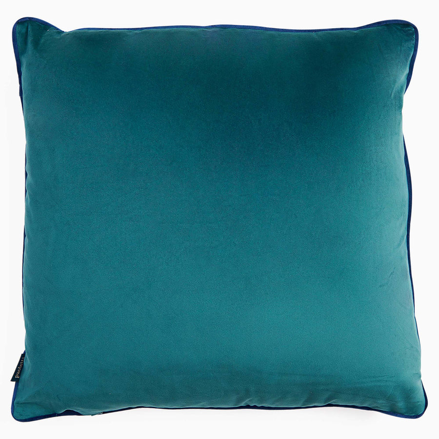 Meridian Velvet Teal And Dark Blue Square Cushion - DISC Meridian Velvet Piped 55CM x55CM Cushion Teal/Navy Accessories Sterling Home 2