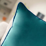 Meridian Velvet Teal And Dark Blue Square Cushion - DISC Meridian Velvet Piped 55CM x55CM Cushion Teal/Navy Accessories Sterling Home 3