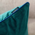 Meridian Velvet Teal And Dark Blue Square Cushion - DISC Meridian Velvet Piped 55CM x55CM Cushion Teal/Navy Accessories Sterling Home 4