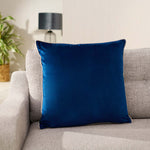Meridian Velvet Blue And Silver Square Cushion - DISC Meridian Velvet Piped 55cmx55cm Cushion Nvy/Slv Accessories Sterling Home 1