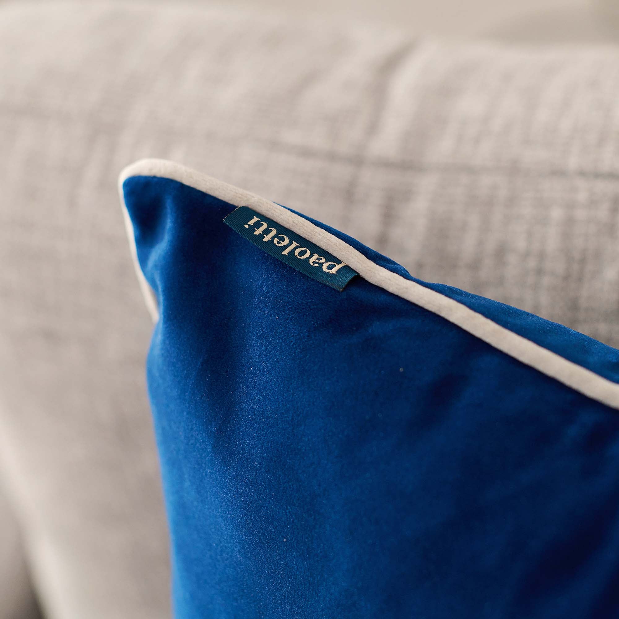 Meridian Velvet Blue And Silver Square Cushion - DISC Meridian Velvet Piped 55cmx55cm Cushion Nvy/Slv Accessories Sterling Home 4